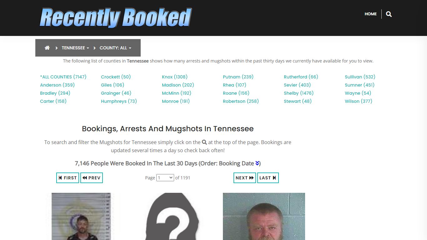 Recent bookings, Arrests, Mugshots in Tennessee - Recently Booked